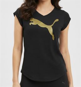 Puma Women Heather Cat V-neck Tee Shirt Baju Perempuan
