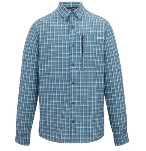 Men's Anti-Insect Travel Light Long Sleeve Shirt | China Blue Check