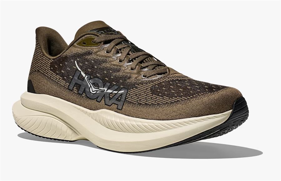 Hoka  MACH 6 WIDE - נעלי ספורט הוקה לגברים מאך 6 דגם רחב  בצבע ירוק זית עתיק/כמהין